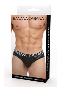 Banana Cabana Sheer Bikini - Black - Medium/Small