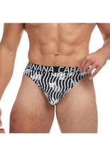 Load image into Gallery viewer, Banana Cabana Thong - Black/White - Medium/Small
