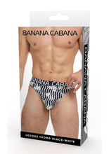 Load image into Gallery viewer, Banana Cabana Thong - Black/White - Medium/Small
