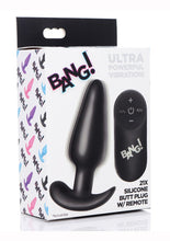 Load image into Gallery viewer, Bang! 21x Vibrating Silicone Rechargeable Butt Plug with Remote Control - Black
