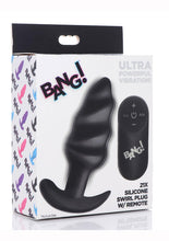 Load image into Gallery viewer, Bang! 21x Vibrating Silicone Rechargeable Swirl Butt Plug with Remote Control - Black
