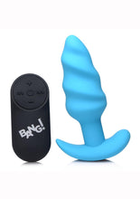 Load image into Gallery viewer, Bang! 21x Vibrating Silicone Rechargeable Swirl Butt Plug with Remote Control - Blue
