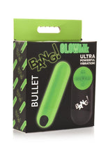 Load image into Gallery viewer, Bang! 28x Glow In The Dark Rechargeable Silicone Bullet with Remote - Green
