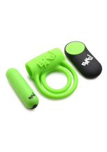 Load image into Gallery viewer, Bang! 28x Glow In The Dark Rechargeable Silicone Cock Ring with Remote - Green
