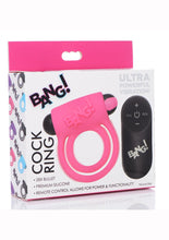 Load image into Gallery viewer, Bang! Silicone Rechargeable Cock Ring and Bullet with Remote Control - Pink
