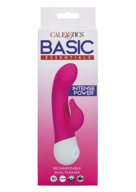 Basic Essentials Rechargeable Dual Pleaser Rechargeable Silicone Vibrator - Pink