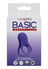 Load image into Gallery viewer, Basic Essentials Rechargeable Dual Support Silicone Cock Ring - Purple
