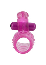 Load image into Gallery viewer, Basic Essentials Stretchy Vibrating Bunny Enhancer Cock Ring with Clitoral Stimulation
