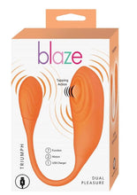 Load image into Gallery viewer, Blaze Triumph Rechargeable Silicone Dual Vibrator - Orange
