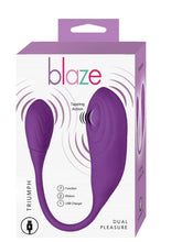 Load image into Gallery viewer, Blaze Triumph Rechargeable Silicone Dual Vibrator - Purple
