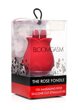 Load image into Gallery viewer, Bloomgasm The Rose Fondle 10x Silicone Rechargeable Massaging Rose Clit Stimulator - Red
