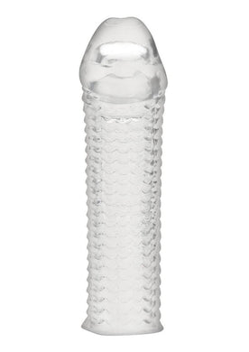 Blue Line Clear Textured Penis Enhancing Sleeve Extension - Clear - 6.5in