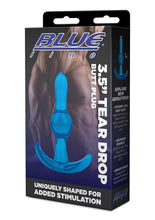 Load image into Gallery viewer, Blue Line Tear Drop Butt Plug - Blue - 3.5in
