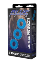 Load image into Gallery viewer, Blue Line Ultra-Slim Stretch Cock Rings - Blue - 3 Pack
