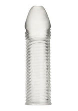 Load image into Gallery viewer, Blue Line Wavy Ribbed Penis Extension - Clear - 6.5in
