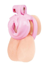Load image into Gallery viewer, Blueline Bitchboy Degrading Mini Chastity Cage with Pussy Shape - Pink
