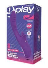 Load image into Gallery viewer, Bodywand G-Play Rechargeable Silicone Dual Stim Lick Me Out G-Spot Squirt Trainer Vibrator with Clitoral Stimulator - Purple
