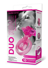Load image into Gallery viewer, Bodywand Rechargeable Silicone Duo Ring with Clit Tickler - Pink
