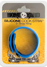 Load image into Gallery viewer, Boneyard Silicone Cock Strap 3-Snap Ring - Blue
