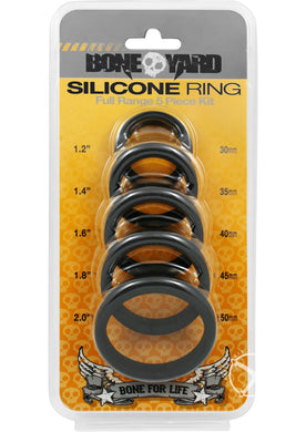 Boneyard Silicone Ring Cock Rings Full Range Kit - Black - 5 Piece Kit