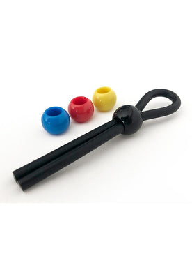 Boneyard Single Slide Cock Leash 2x Stretch Silicone - Black/Multicolor
