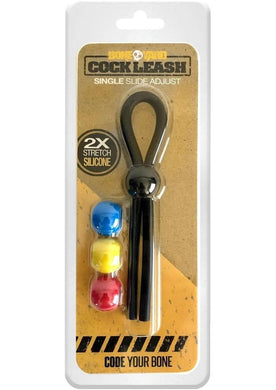 Boneyard Single Slide Cock Leash 2x Stretch Silicone - Black/Multicolor