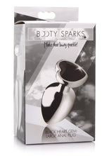 Load image into Gallery viewer, Booty Sparks Gemstones Black Heart Anal Plug - Black/Silver - Large
