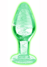 Load image into Gallery viewer, Booty Sparks Glow In The Dark Glass Anal Plug - Clear/Glow In The Dark - Large
