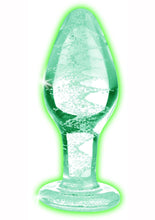 Load image into Gallery viewer, Booty Sparks Glow In The Dark Glass Anal Plug - Clear/Glow In The Dark - Medium
