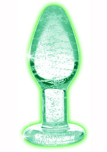 Load image into Gallery viewer, Booty Sparks Glow In The Dark Glass Anal Plug - Clear/Glow In The Dark - Small
