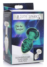 Load image into Gallery viewer, Booty Sparks Glow In The Dark Glass Anal Plug - Clear/Glow In The Dark - Small
