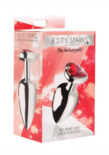 Load image into Gallery viewer, Booty Sparks Heart Gem Large Anal Plug - Metal/Red - Large
