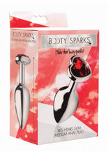 Load image into Gallery viewer, Booty Sparks Heart Gem Medium Anal Plug - Metal/Red - Small

