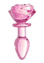 Load image into Gallery viewer, Booty Sparks Pink Rose Glass Anal Plug - Pink - Small
