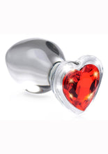 Load image into Gallery viewer, Booty Sparks Red Heart Glass Anal Plug - Clear/Red - Medium
