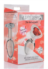 Load image into Gallery viewer, Booty Sparks Red Heart Glass Anal Plug - Clear/Red - Medium
