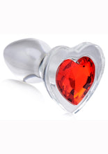 Load image into Gallery viewer, Booty Sparks Red Heart Glass Anal Plug - Clear/Red - Small
