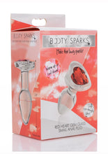 Load image into Gallery viewer, Booty Sparks Red Heart Glass Anal Plug - Clear/Red - Small
