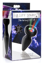 Load image into Gallery viewer, Booty Sparks Silicone Light-Up Anal Plug - Black - Small
