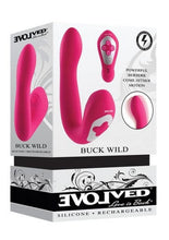 Load image into Gallery viewer, Buck Wild Rechargeable Silicone Dual Massager with Clitoral Stimulation - Pink

