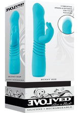 Load image into Gallery viewer, Bunny Hop Rechargeable Silicone Throbbing Rabbit Vibrator - Blue
