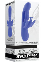Load image into Gallery viewer, Butterfly Dreams Rechargeable Silicone Dual Stimulating Vibrator - Blue
