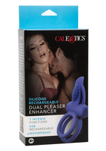 Load image into Gallery viewer, Calexotics Silicone Rechargeable Dual Pleasure Enhancer Cock Ring - Blue
