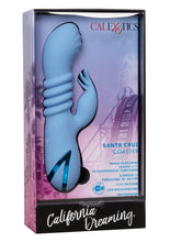 Load image into Gallery viewer, California Dreaming Santa Cruz Coaster Silicone Rechargeable Rabbit Vibrator - Blue
