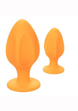Load image into Gallery viewer, Cheeky Silicone Textured Anal Plugs - Orange - Large/Small - Set Of 2
