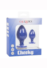 Load image into Gallery viewer, Cheeky Silicone Textured Anal Plugs - Blue/Purple - Large/Small - Set Of 2
