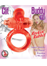 Load image into Gallery viewer, Clit Buddy 2 Rockin Rabbit Vibrating Cock Ring - Red
