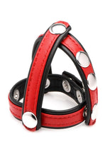 Load image into Gallery viewer, Cock Gear Leather Snap-On Harness - Metal/Red

