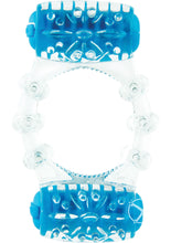 Load image into Gallery viewer, Color Pop Quickie Two-O Silicone Dual Vibrating Cock Ring - Blue
