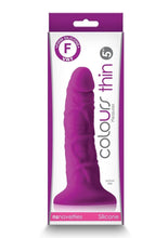 Load image into Gallery viewer, Colours Pleasures Silicone Thin Dildo - Purple - 5in

